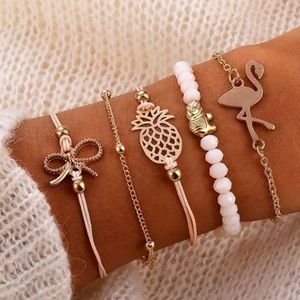🎉 New Boho Bracelet Pineapple Flamingo Set